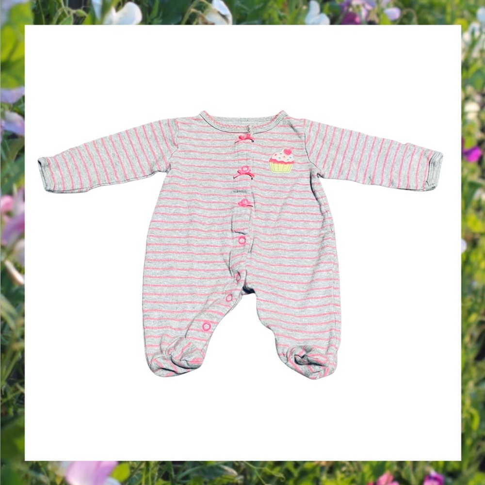 CARTERS Pink & Gray Footies Cozy One Piece Sleeper